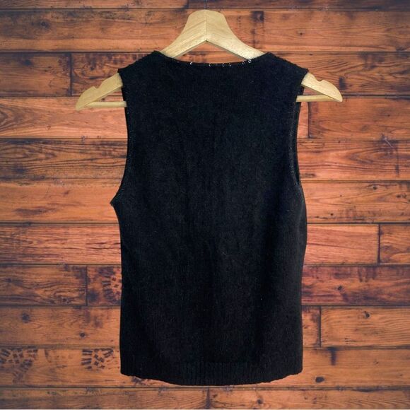 Ralph Lauren Black Label Rabbit Fur/ Wool Beaded Tank Blouse Medium - Picture 2 of 6